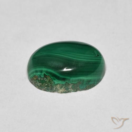 Malachite Vert moyen naturelle ovale, 2.78 ct, Opaque