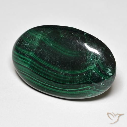 Malachite Vert naturelle ovale, 32.63 ct, Opaque