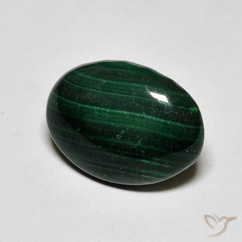Malachite Vert foncé naturelle ovale, 4.96 ct, Opaque