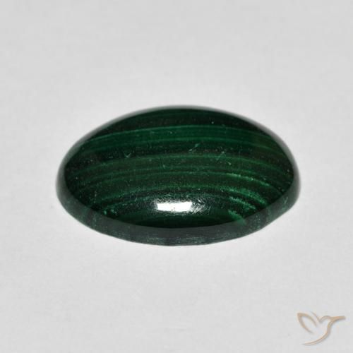 Malachite Vert foncé naturelle ovale, 4.96 ct, Opaque
