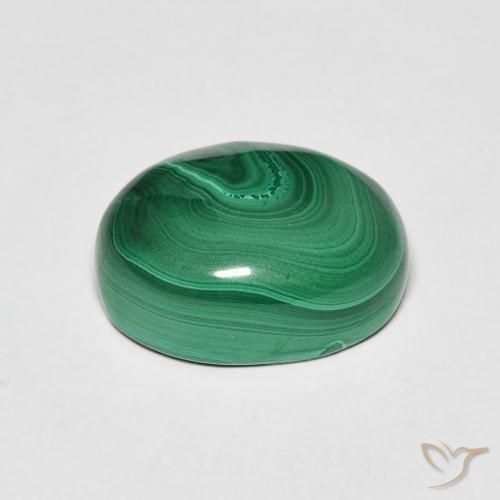 Malachite Vert moyen naturelle ovale, 6.41 ct, Opaque