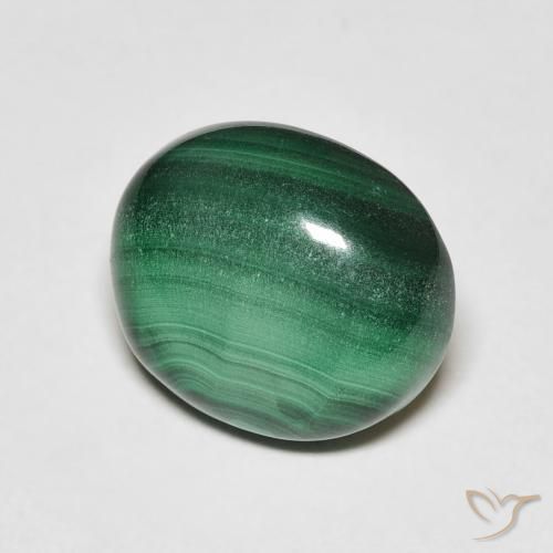 Malachite Vert moyen naturelle ovale, 6.20 ct, Opaque
