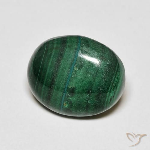 Malachite Vert moyen naturelle ovale, 5.65 ct, Opaque