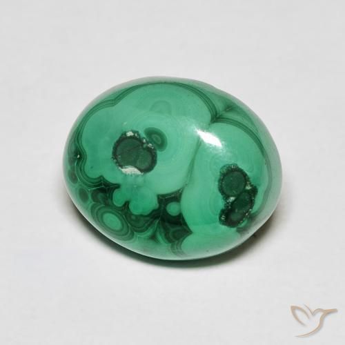 Malachite Vert moyen naturelle ovale, 6.76 ct, Opaque
