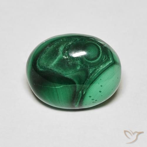Malachite vert naturelle coupe ovale, 6,65 ct, opaque