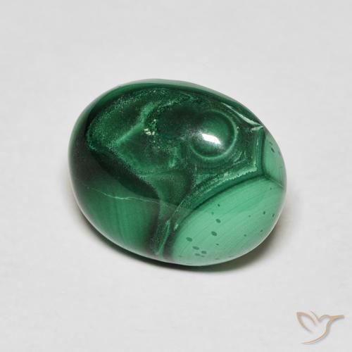 Malachite vert naturelle coupe ovale, 6,65 ct, opaque