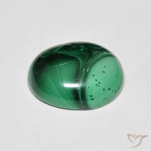 Malachite vert naturelle coupe ovale, 6,65 ct, opaque