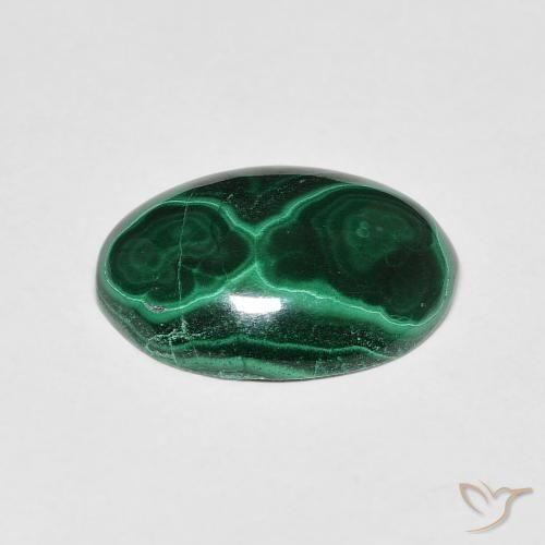 Malachite Vert foncé naturelle ovale, 5.19 ct, Opaque