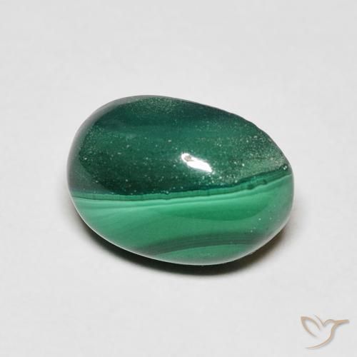 Malachite Vert foncé naturelle ovale, 4.40 ct, Opaque