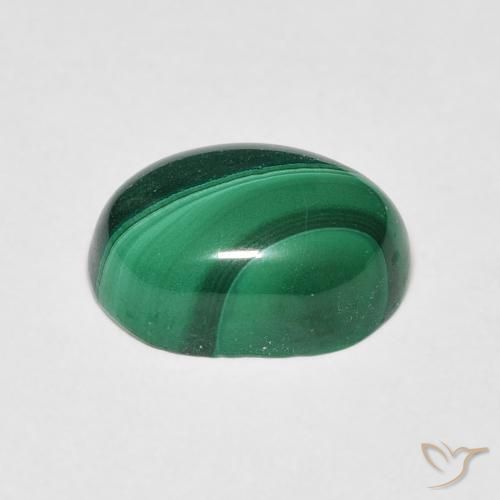 Malachite Vert foncé naturelle ovale, 4.40 ct, Opaque