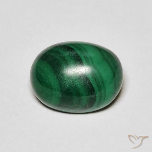 3.92ct Naturel Vert moyen Malachite, ovale, Opaque