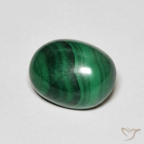 Malachite Vert moyen naturelle ovale, 3.92 ct, Opaque