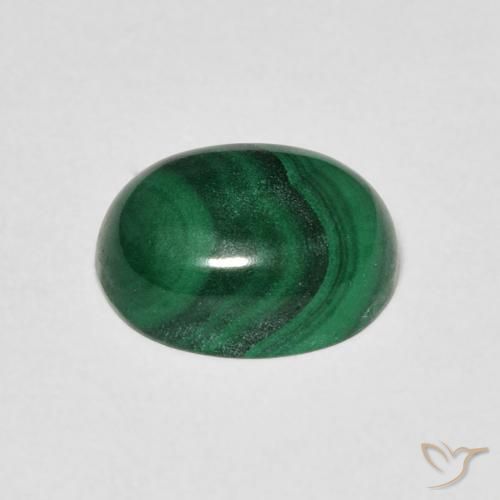 Malachite Vert moyen naturelle ovale, 3.92 ct, Opaque
