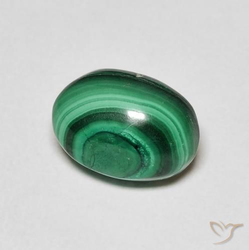 Malachite Vert foncé naturelle ovale, 3.36 ct, Opaque