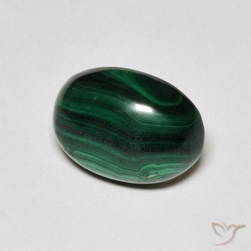 Malachite Vert foncé naturelle ovale, 5.27 ct, Opaque