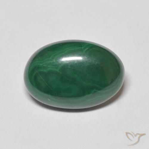 Malachite Vert moyen naturelle ovale, 6.57 ct, Opaque