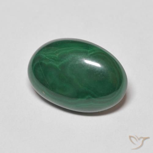 Malachite Vert moyen naturelle ovale, 6.57 ct, Opaque