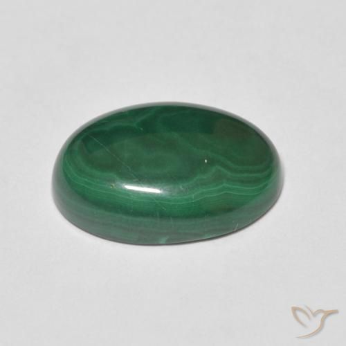 Malachite Vert moyen naturelle ovale, 6.57 ct, Opaque