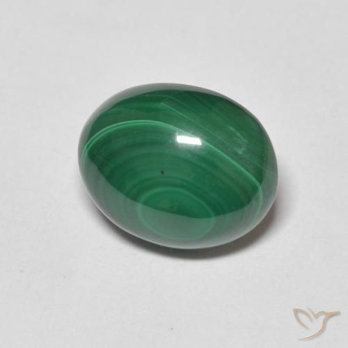 Malachite Vert moyen naturelle ovale, 4.39 ct, Opaque