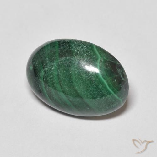 Malachite Vert moyen naturelle ovale, 5.64 ct, Opaque
