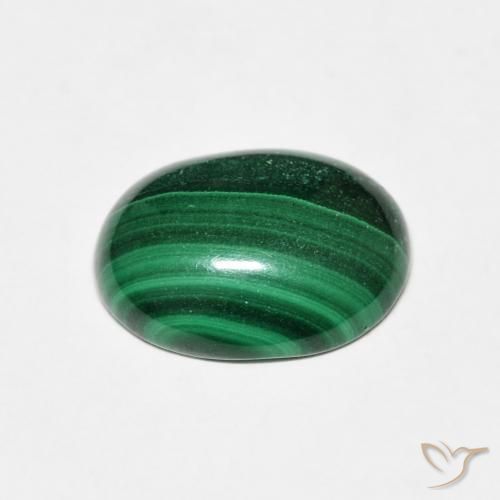 Malachite Vert moyen naturelle ovale, 4.79 ct, Opaque