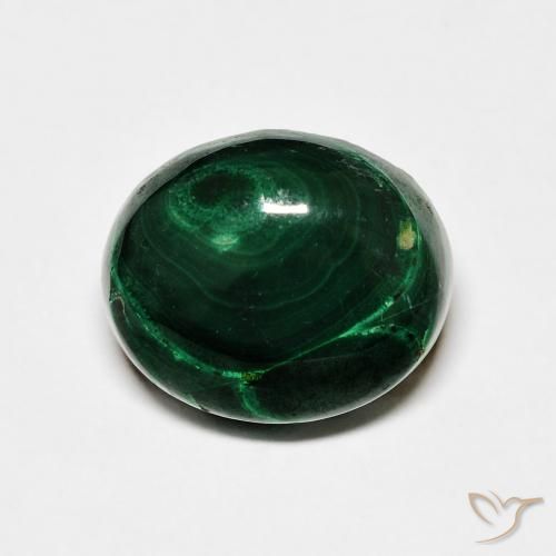Malachite Vert foncé naturelle Coupe ovale, 6.97 ct, Opaque