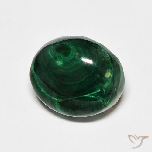Malachite Vert foncé naturelle Coupe ovale, 6.97 ct, Opaque