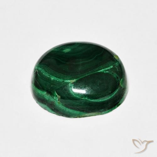 Malachite Vert foncé naturelle Coupe ovale, 6.97 ct, Opaque