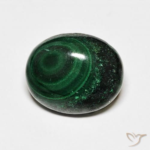 Malachite Vert foncé naturelle ovale, 6.86 ct, Opaque