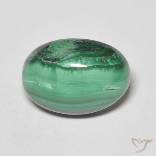 7.31ct Naturel Vert moyen Malachite, ovale, Opaque