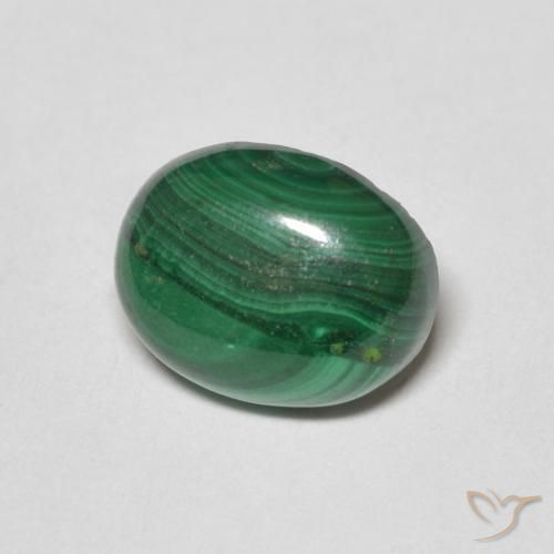 Malachite Vert moyen naturelle ovale, 3.17 ct, Opaque