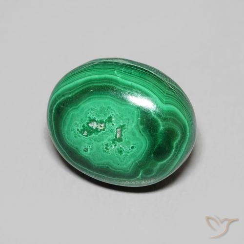 Malachite vert naturelle coupe ovale, 6,72 ct, opaque
