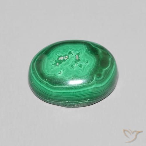 Malachite vert naturelle coupe ovale, 6,72 ct, opaque