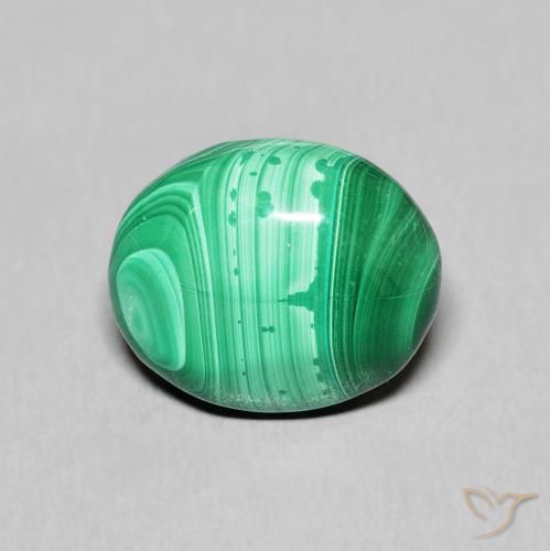 Malachite Vert naturelle Coupe ovale, 5.90 ct, Opaque