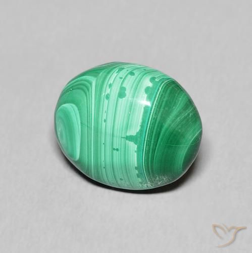 Malachite Vert naturelle Coupe ovale, 5.90 ct, Opaque