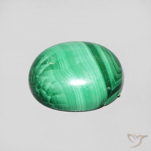 Malachite Vert moyen naturelle ovale, 6.68 ct, Opaque