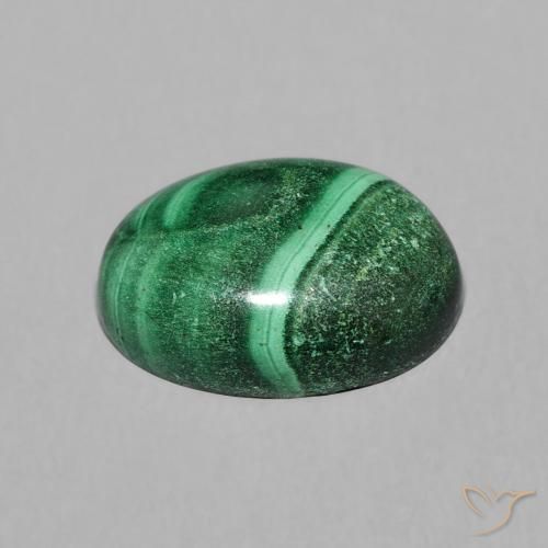 Malachite Vert moyen naturelle ovale, 6.88 ct, Opaque
