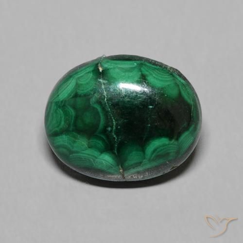 4.46ct Naturel Vert moyen Malachite, ovale, Opaque