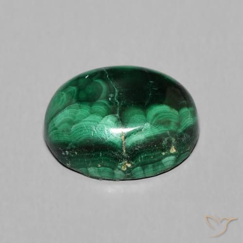 Malachite Vert moyen naturelle ovale, 4.46 ct, Opaque