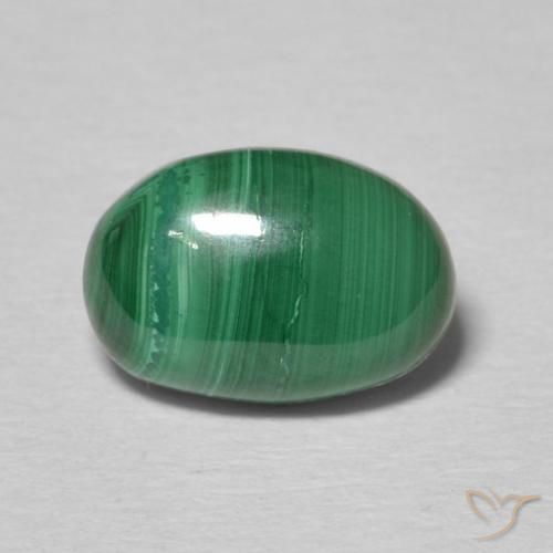 Malachite Vert multicolore naturelle ovale, 2.05 ct, Opaque