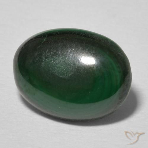 Malachite Vert multicolore naturelle ovale, 3.51 ct, Opaque