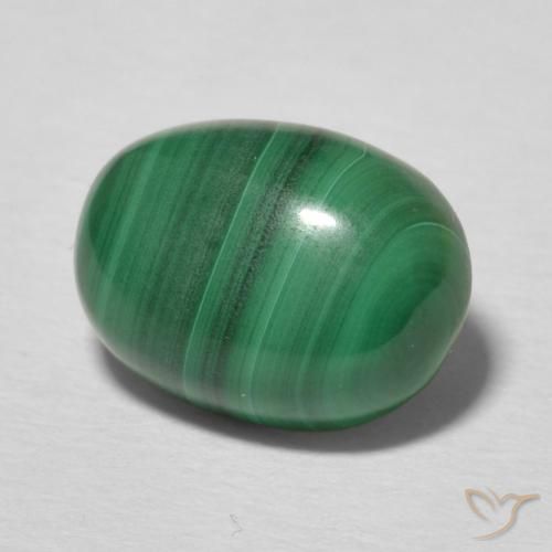 Malachite Vert moyen naturelle ovale, 3.55 ct, Opaque