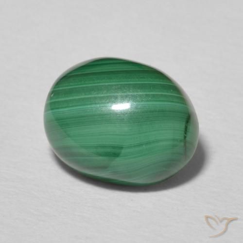 Malachite Vert multicolore naturelle ovale, 2.77 ct, Opaque