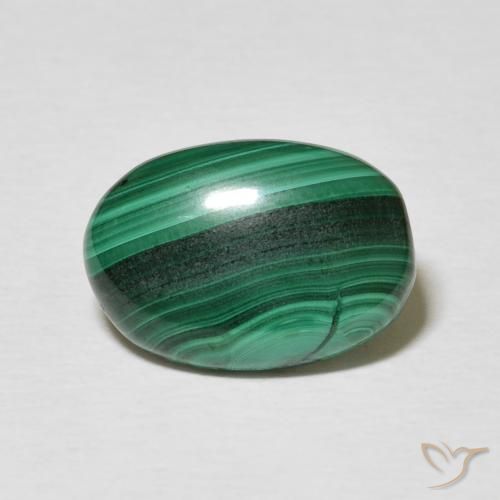 Malachite Vert foncé naturelle ovale, 3.85 ct, Opaque