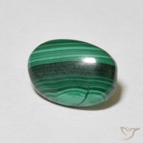 Malachite Vert foncé naturelle ovale, 3.85 ct, Opaque