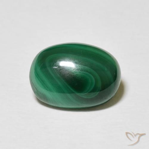 Malachite Vert moyen naturelle ovale, 3.34 ct, Opaque