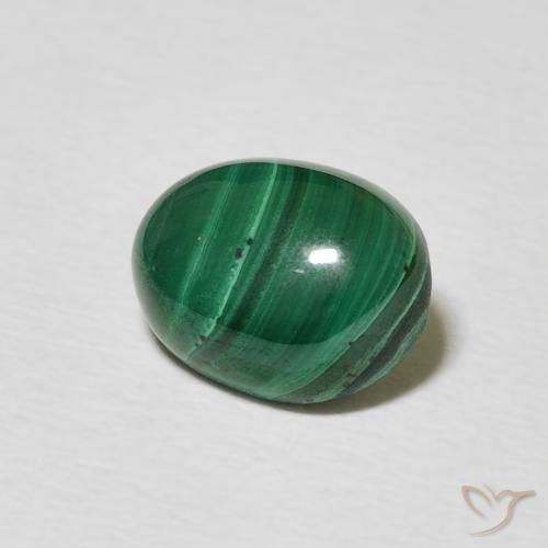 Malachite Vert moyen naturelle ovale, 2.59 ct, Opaque