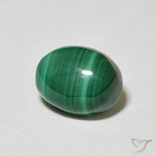 Malachite Vert multicolore naturelle ovale, 5.17 ct, Opaque