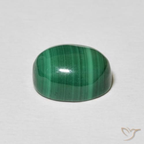 Malachite Vert multicolore naturelle ovale, 5.17 ct, Opaque
