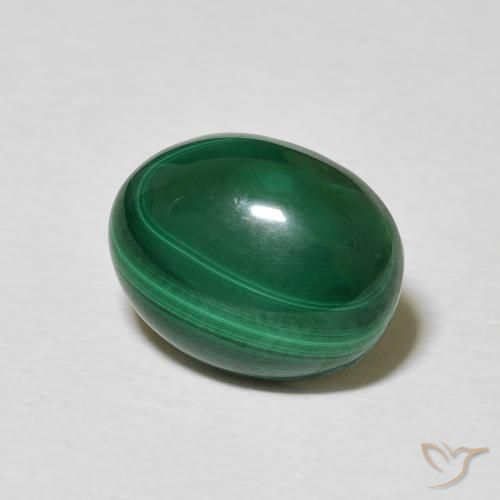 Malachite Vert moyen naturelle ovale, 5.40 ct, Opaque